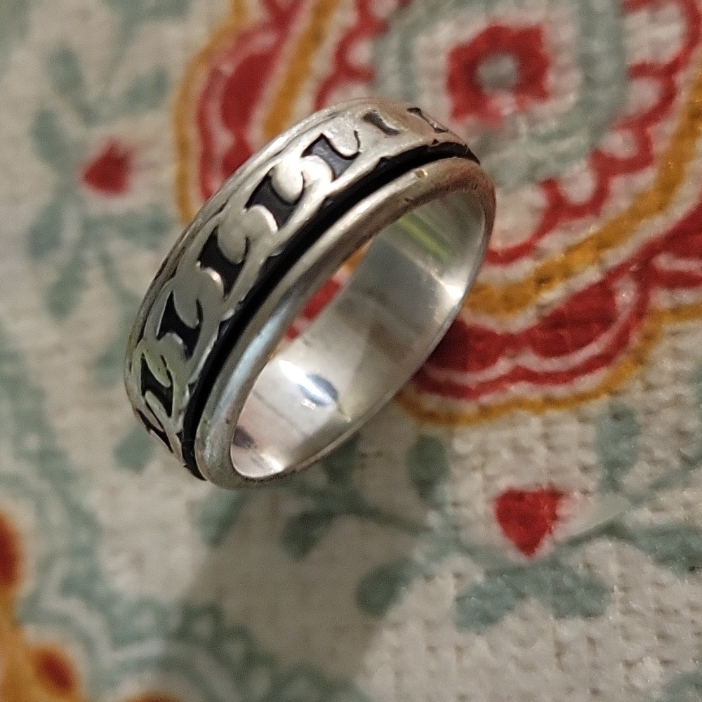 Unique Size 10 Vintage 925 Sterling Silver Spinning "Fidget" Band Ring - Signed